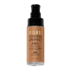 Milani Conceal + Perfect shade swatches highlight 45 natural-match options.