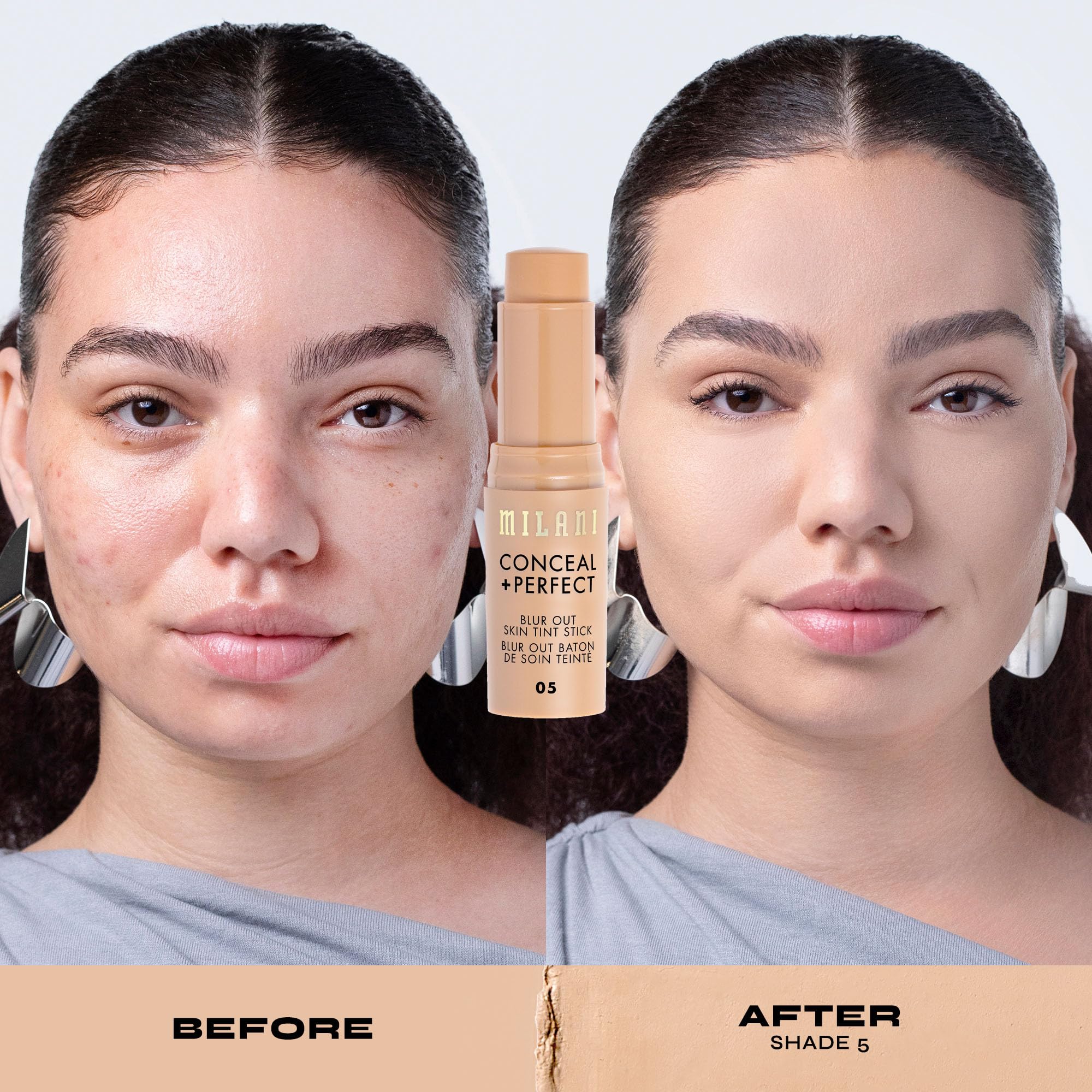 Milani Conceal + Perfect Skin Tint Stick nourishment visuals with Murumuru Butter.