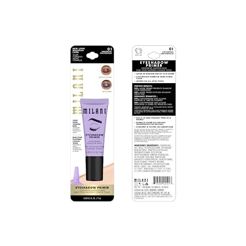 Milani Eyeshadow Primer applied on eyelid for smooth base and color clarity.