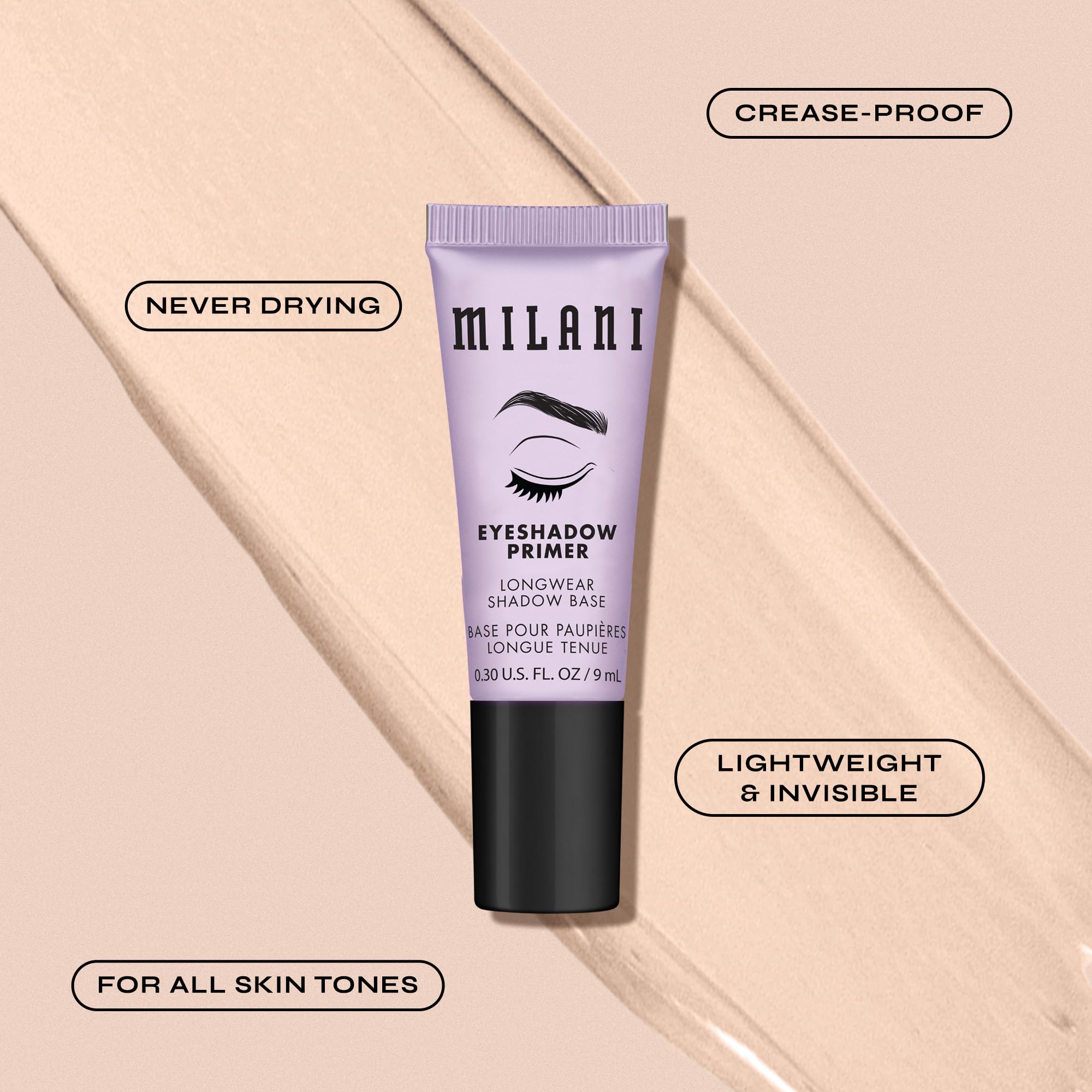 Milani Eyeshadow Primer invisible base blends with skin tone seamlessly.