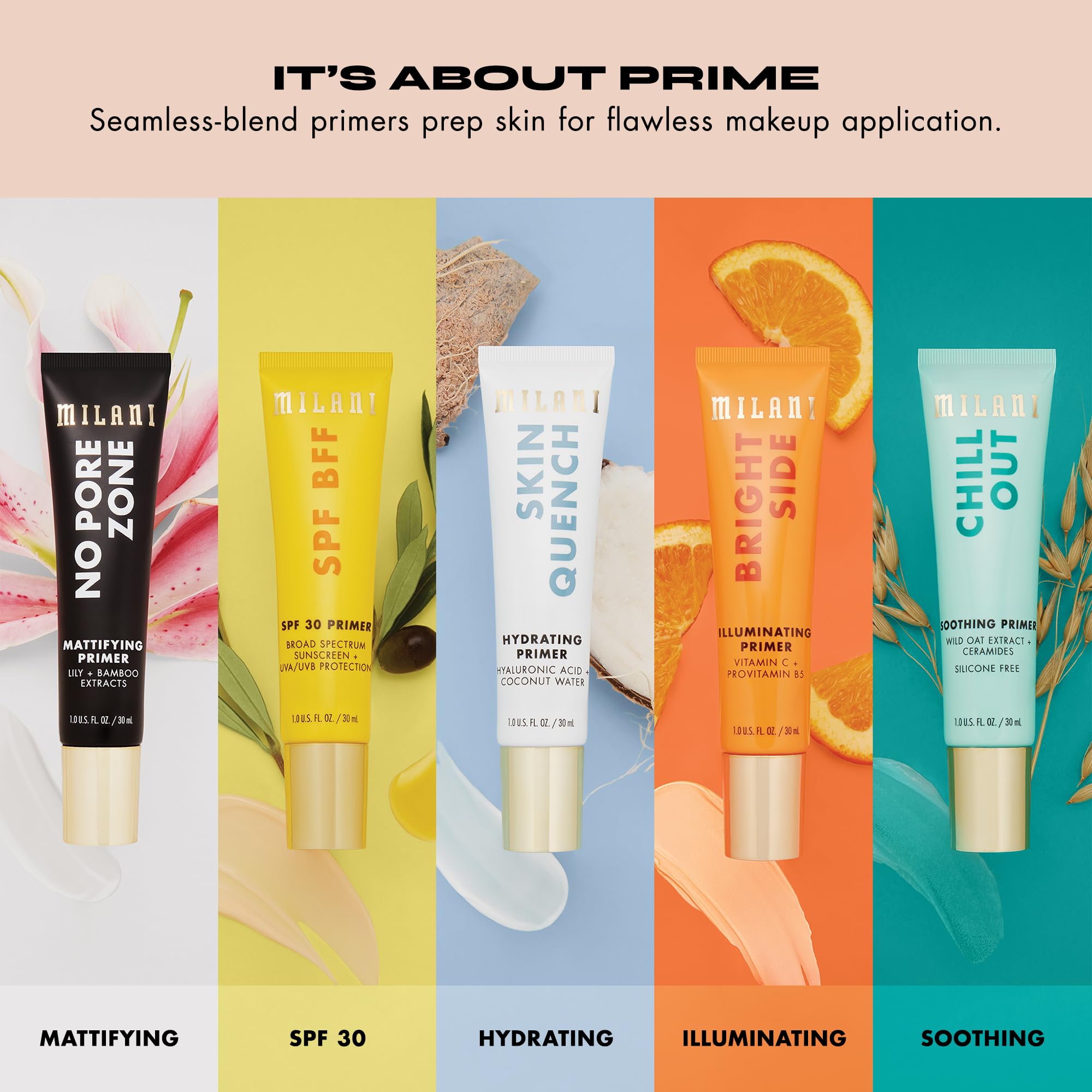 Milani Face Primer matte-finish-closeup refines pores with a silky matte look.