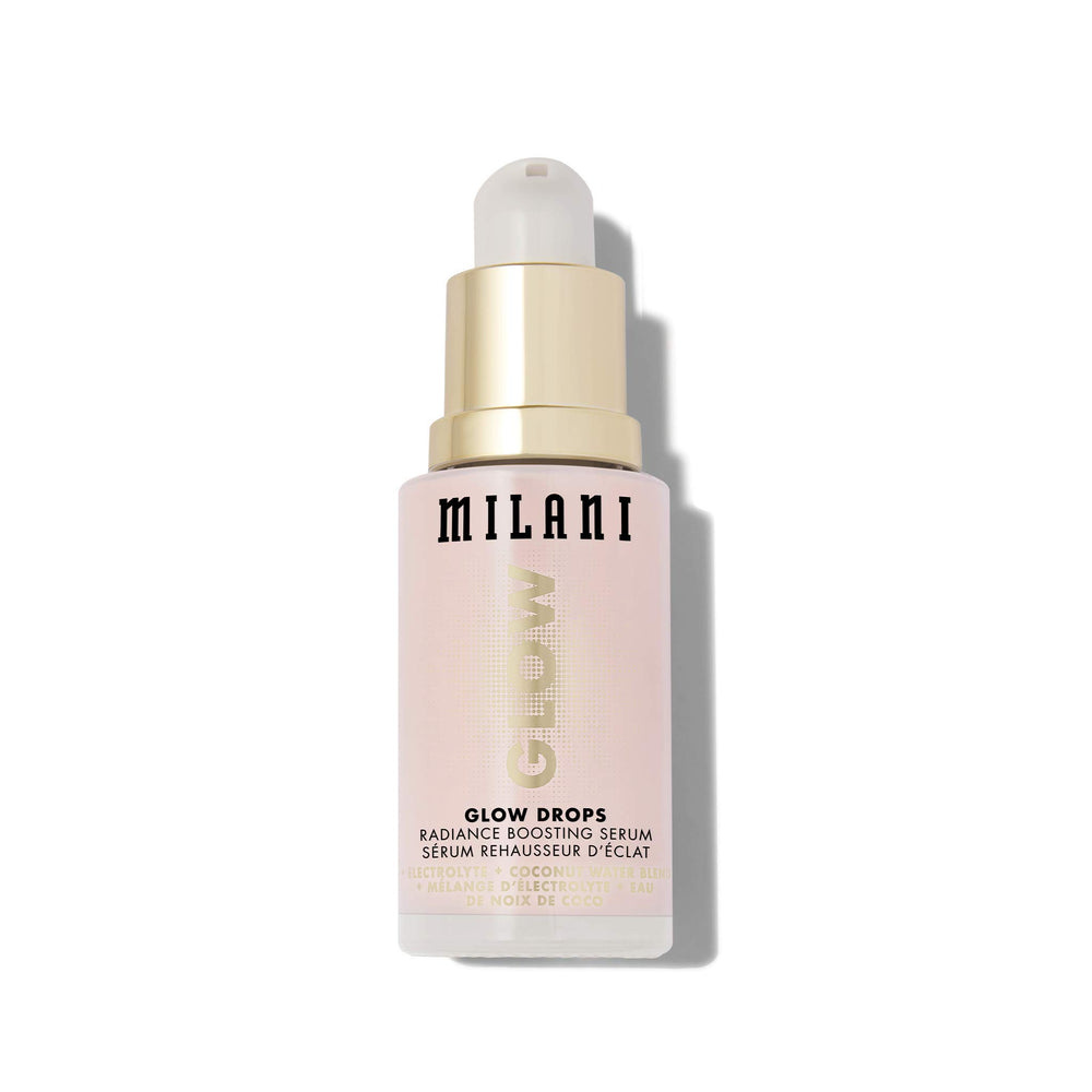 Milani Glow Drops coconut water scent across packaging for refreshing application.