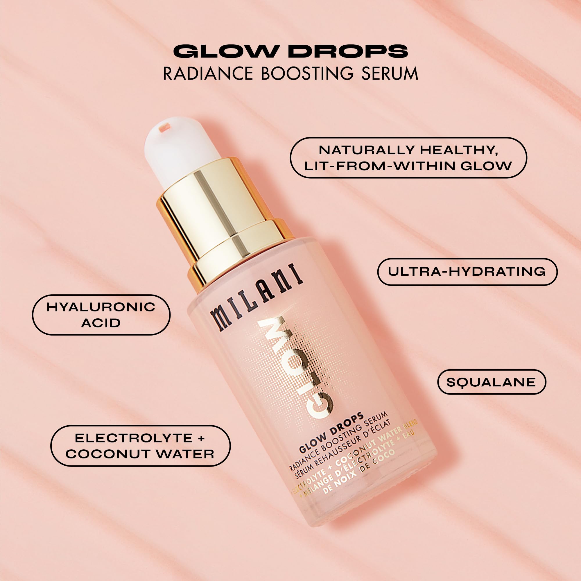 Milani Glow Drops hydration boost visible on skin during routine.