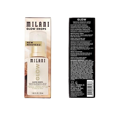 Milani Glow Drops liquid texture close-up showing smooth absorption.