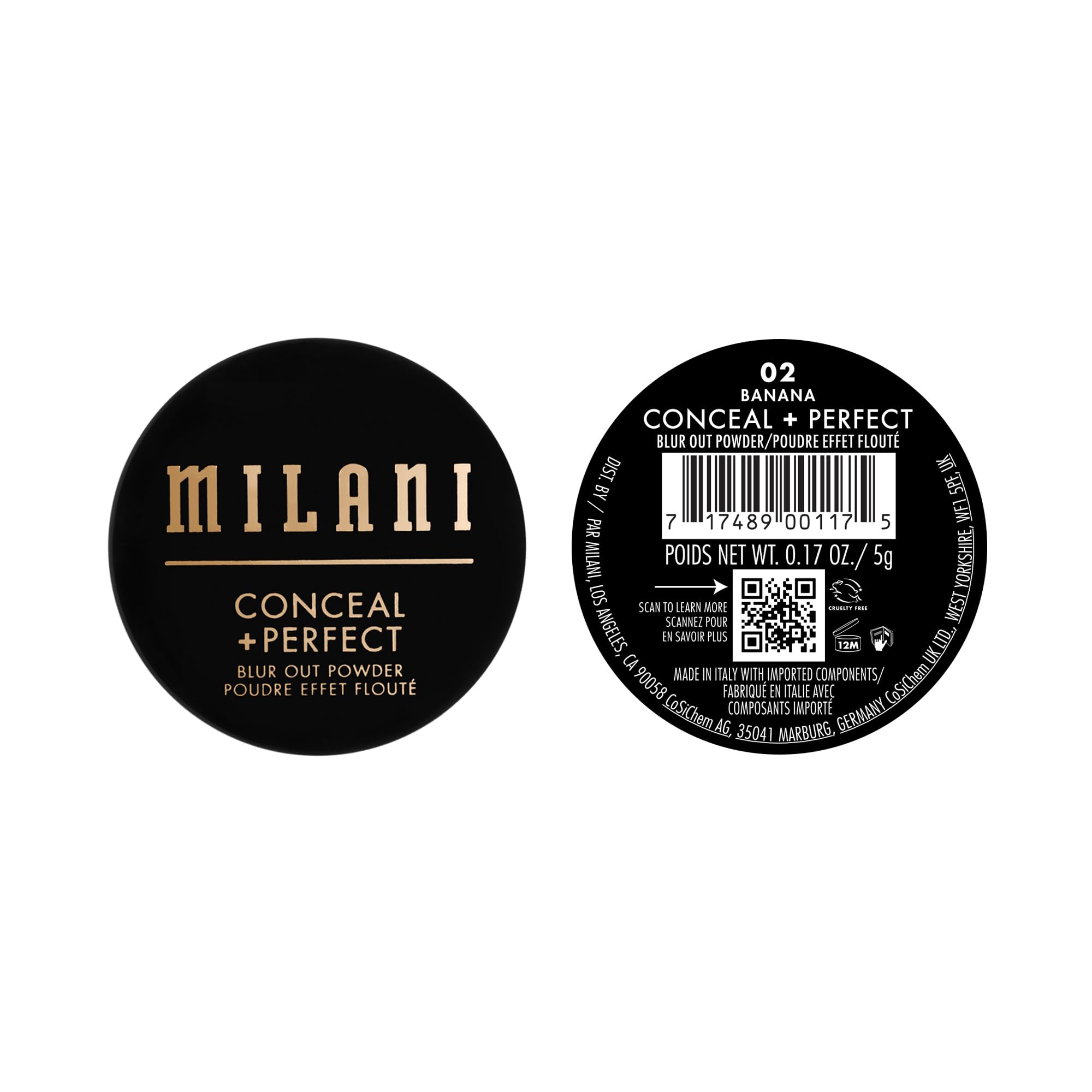 Milani made in USA label on packaging ready for reapplication and quick touch-ups.