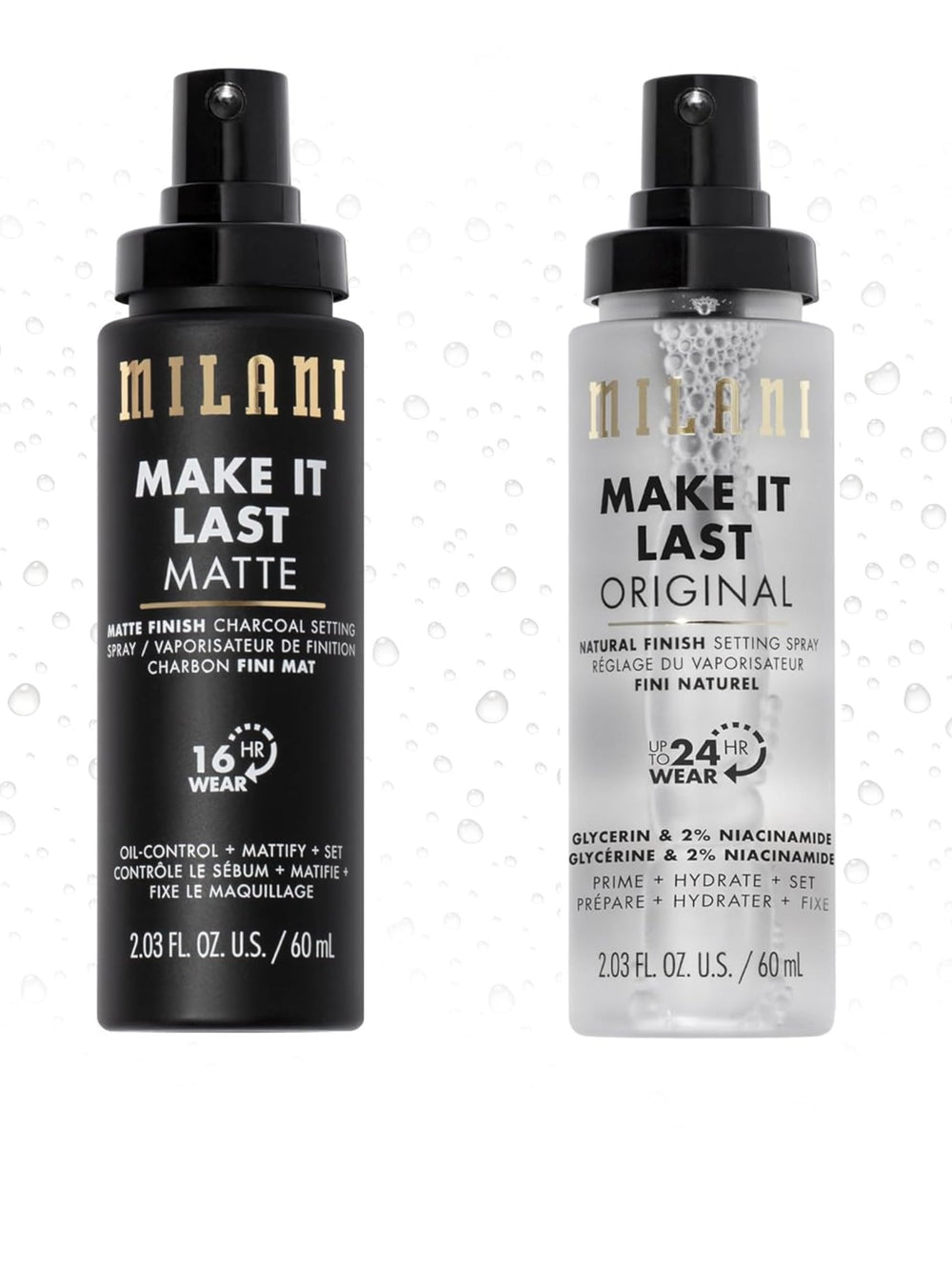 Milani Make It Last Original Natural Finish bottle emphasizing hydration-friendly formula