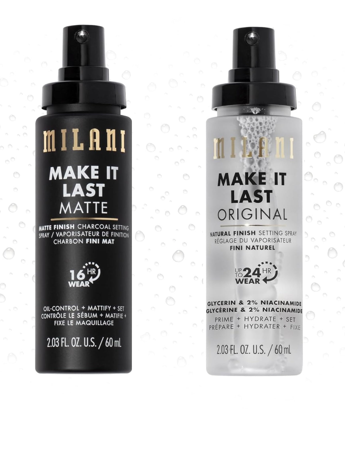 Milani Make It Last Original Natural Finish bottle emphasizing hydration-friendly formula