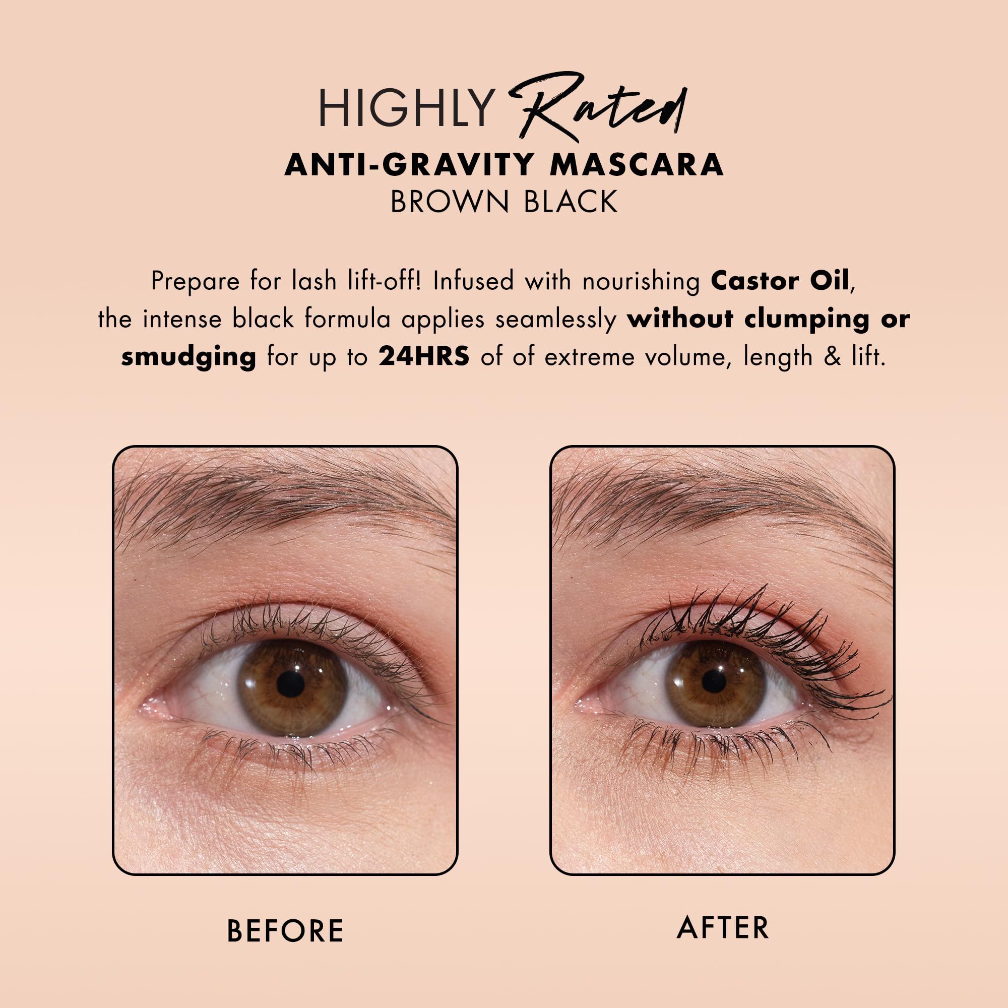 Milani mascara 24-hour wear swatch demonstrates smudge-free performance.