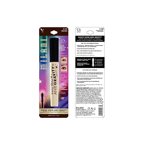 Milani mascara hourglass brush close-up showing full lash coating for every lash.