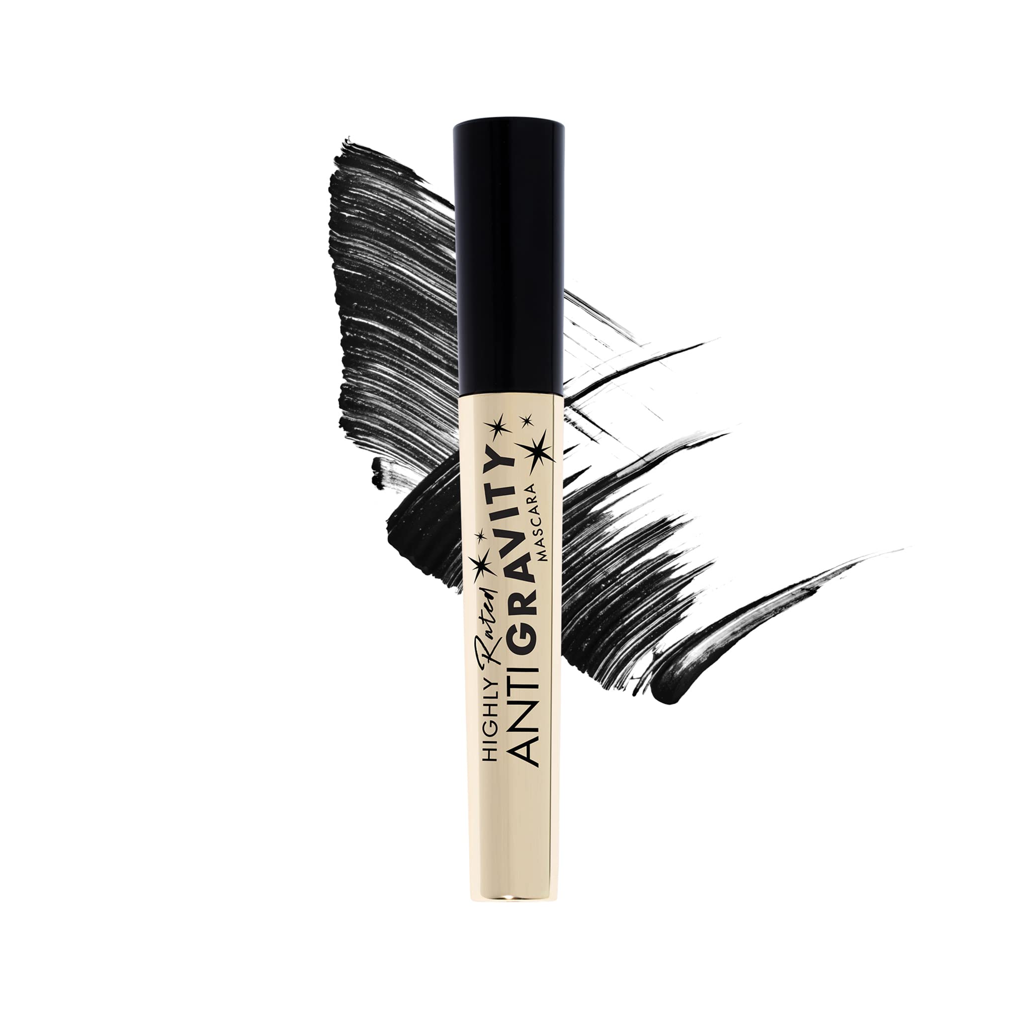 Milani Mascara Intense black pigment swatch emphasizing smudge-free color.
