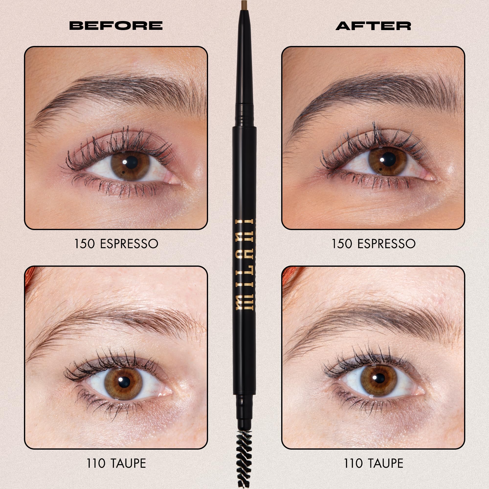 Milani Precision Brow Pencil Ebony built-in brush for grooming and blending