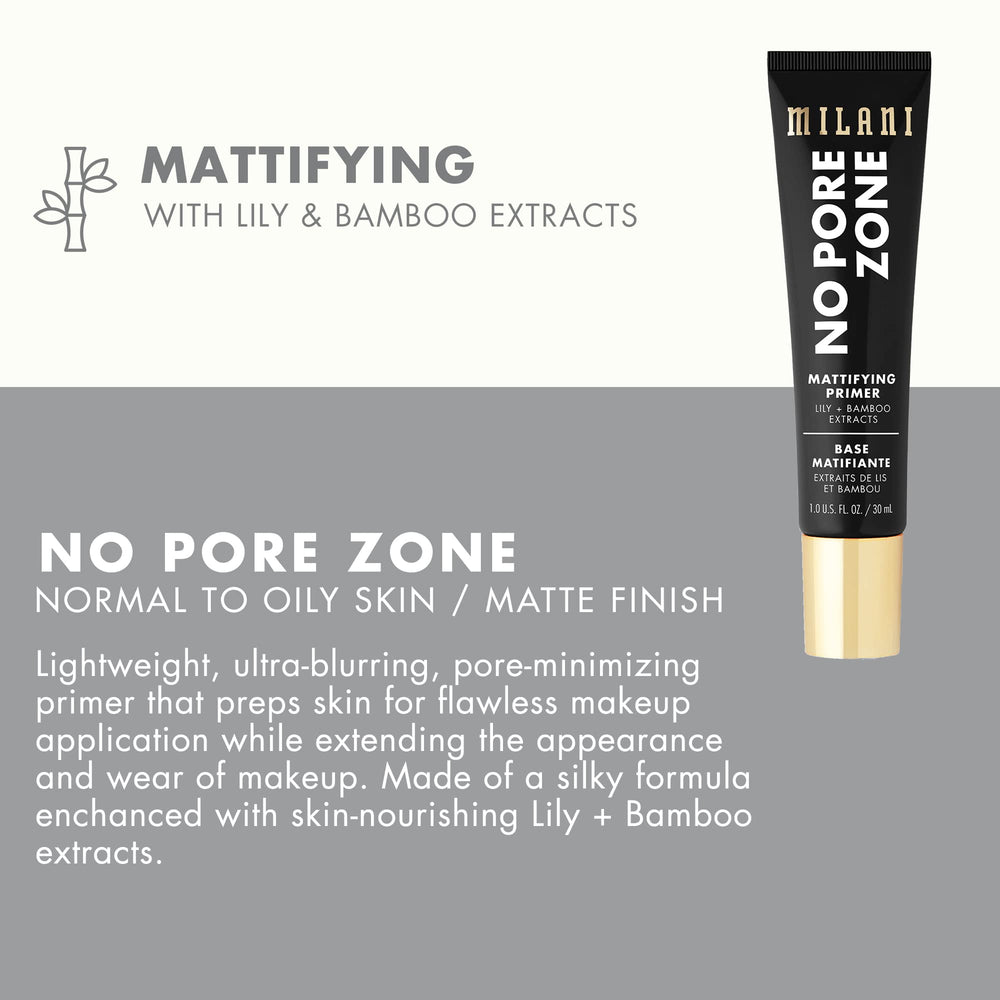 Milani No Pore Zone embalaje con SPF30 para protección diaria.