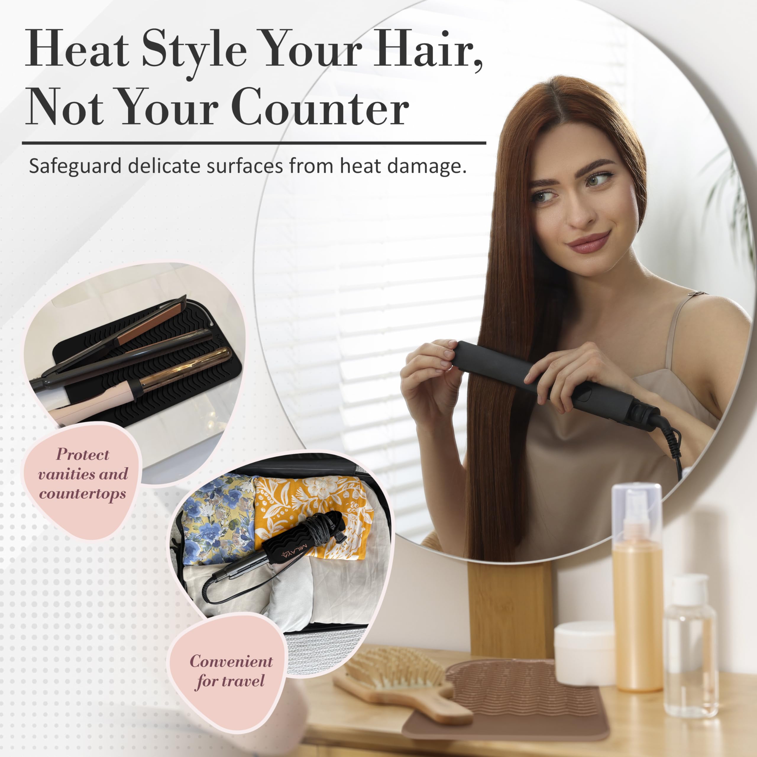 Milaya Beauty hot-tool-holder-non-slip keeps curling irons secure on vanity.