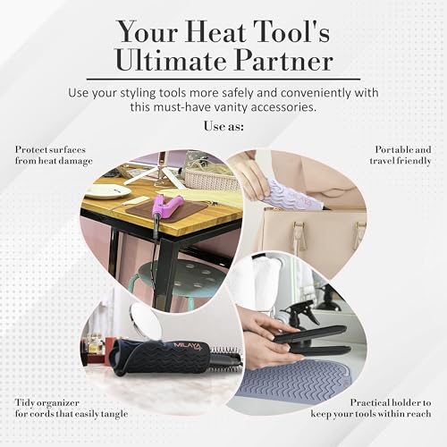 Milaya Beauty silicone-heat-safe-storage keeps tools neatly arranged.