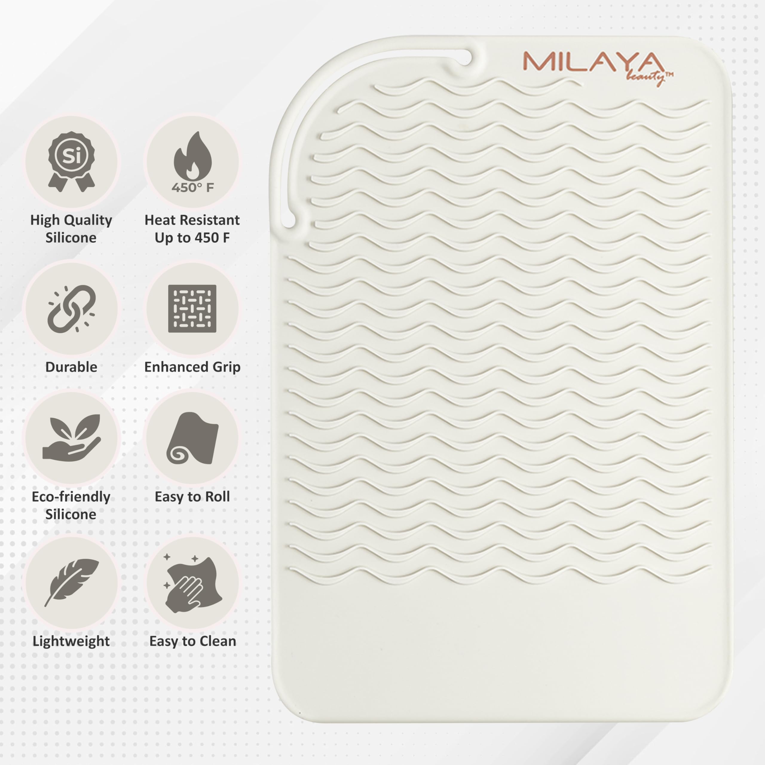 Milaya Beauty vanity-organization mat on a tidy vanity setup
