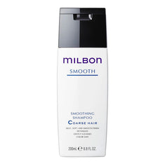 Milbon Smooth Smoothing Shampoo bottle for coarse hair; detangles and refreshes strands.
