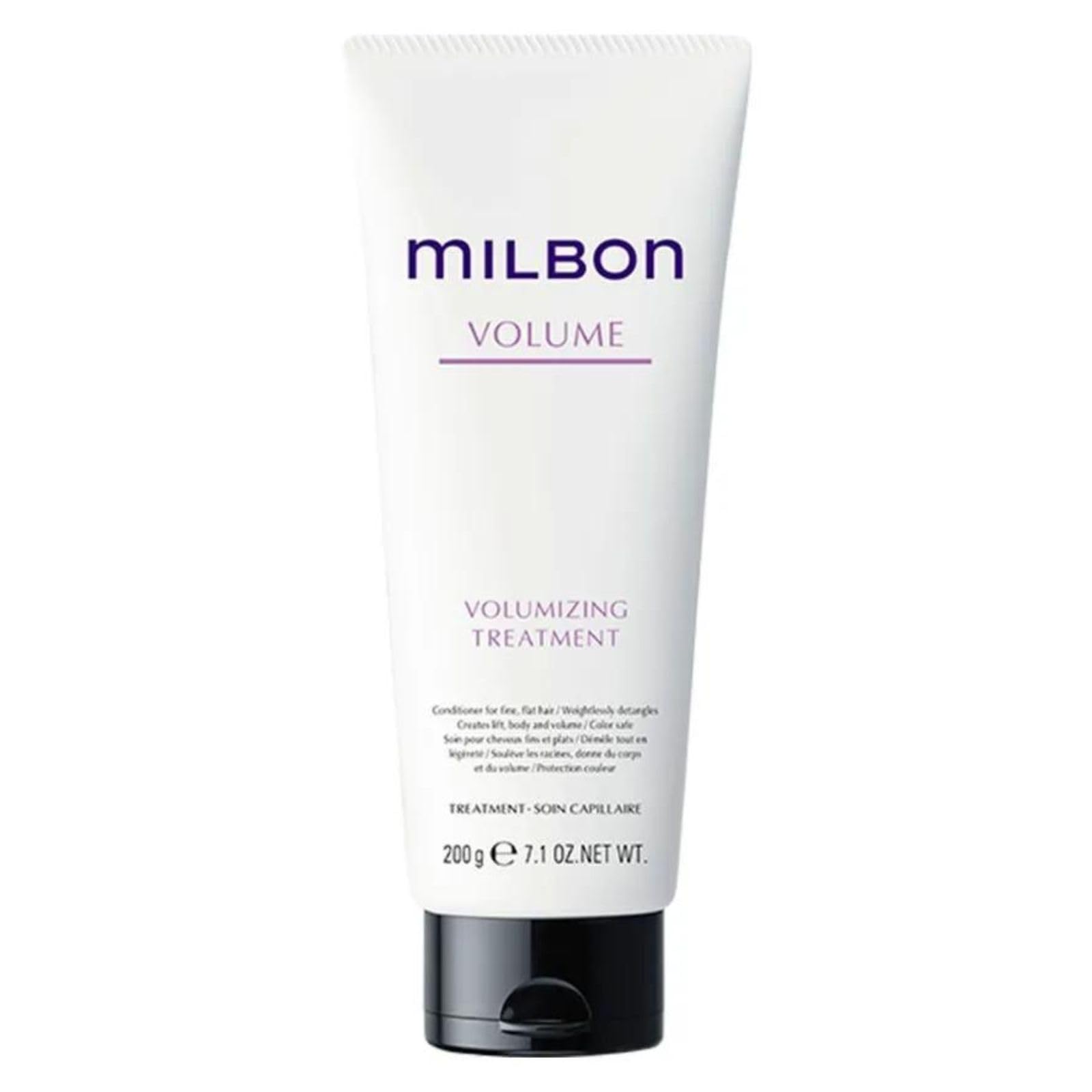 Milbon Volumizing Conditioner closeup texture highlights smooth, touchable softness for fine hair.