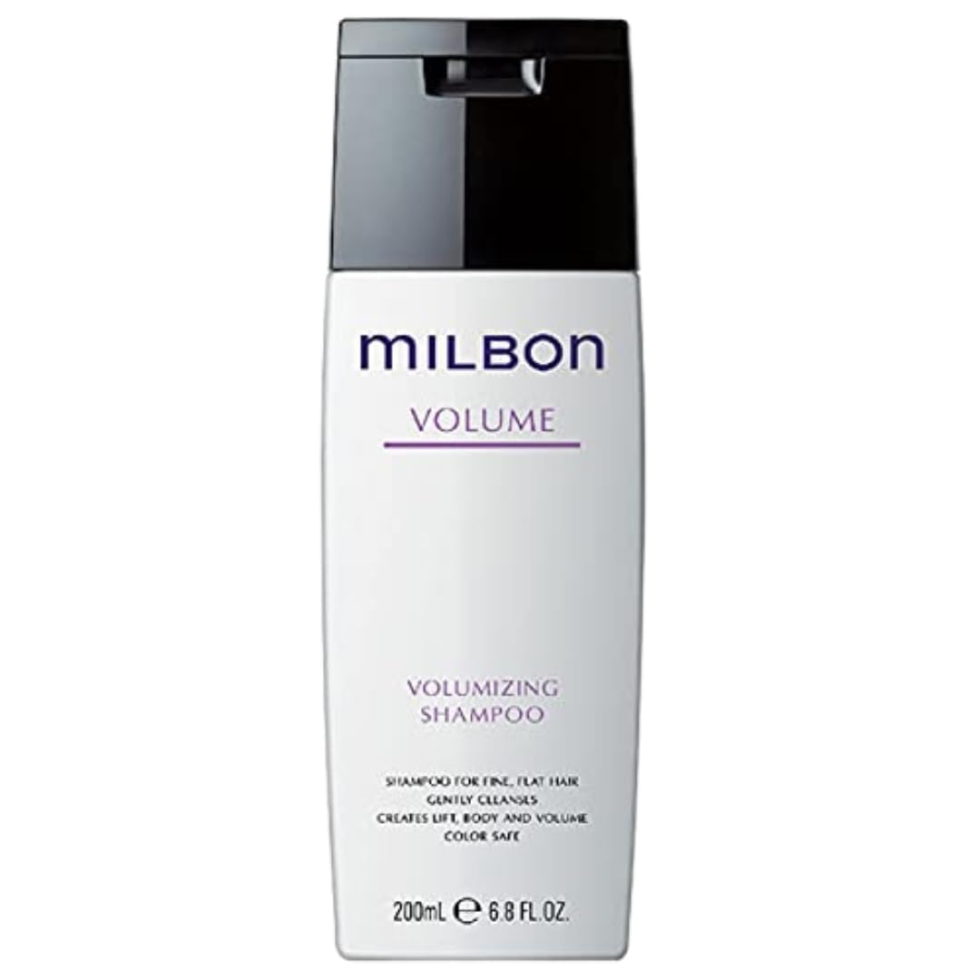 Milbon Volumizing Shampoo bottle with lifted roots for fuller hair.