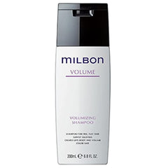 Milbon Volumizing Shampoo bottle with lifted roots for fuller hair.
