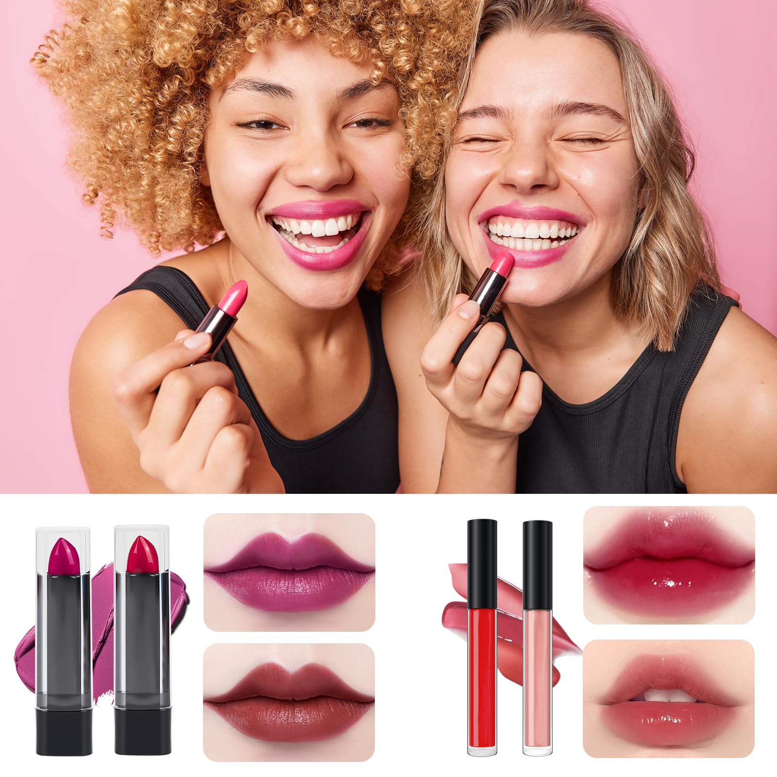 Mileonaim lip gloss multi-shade collection offers glossy finishes for versatile lip styles.