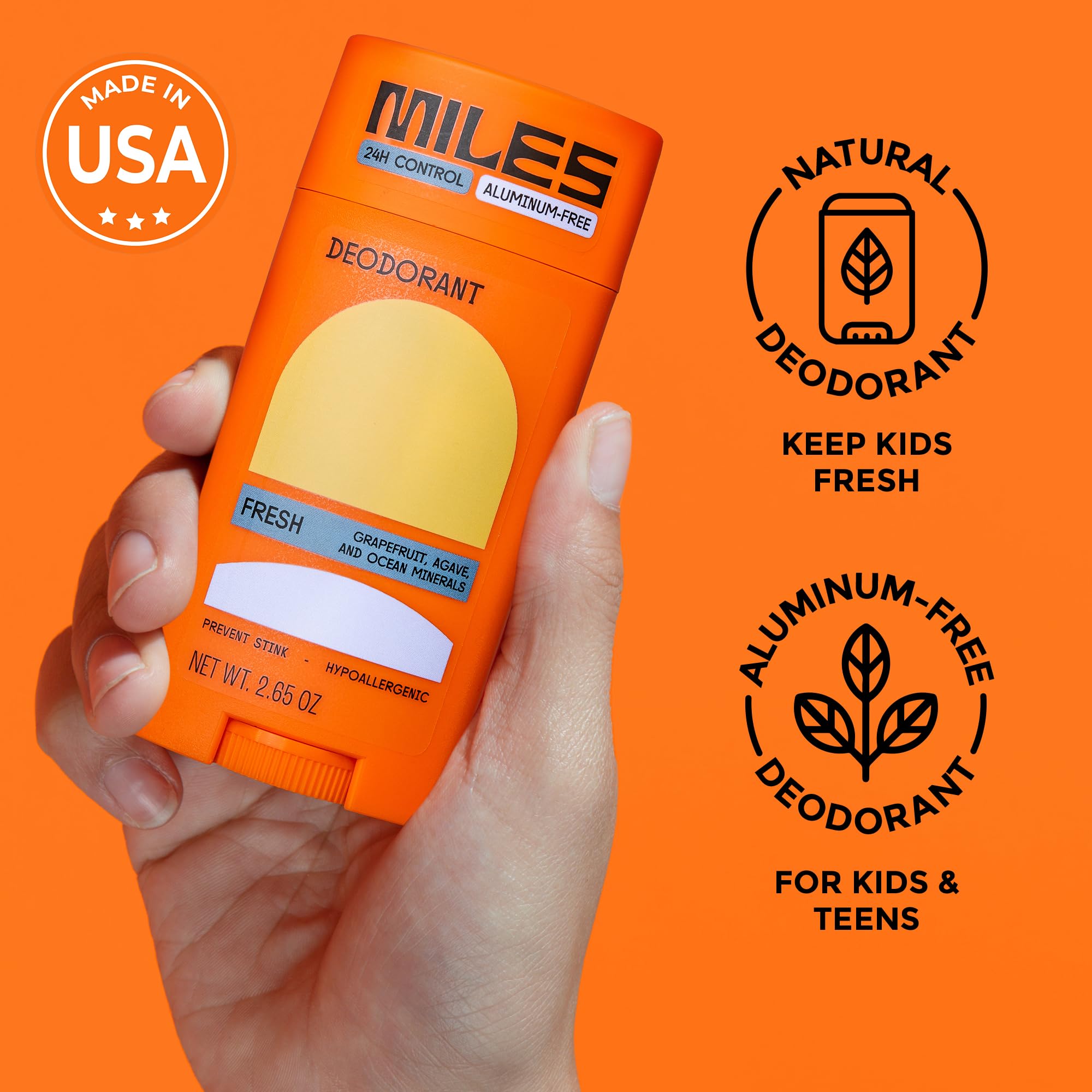 Miles Kids Deodorant pack image displaying two tubes for daily needs.