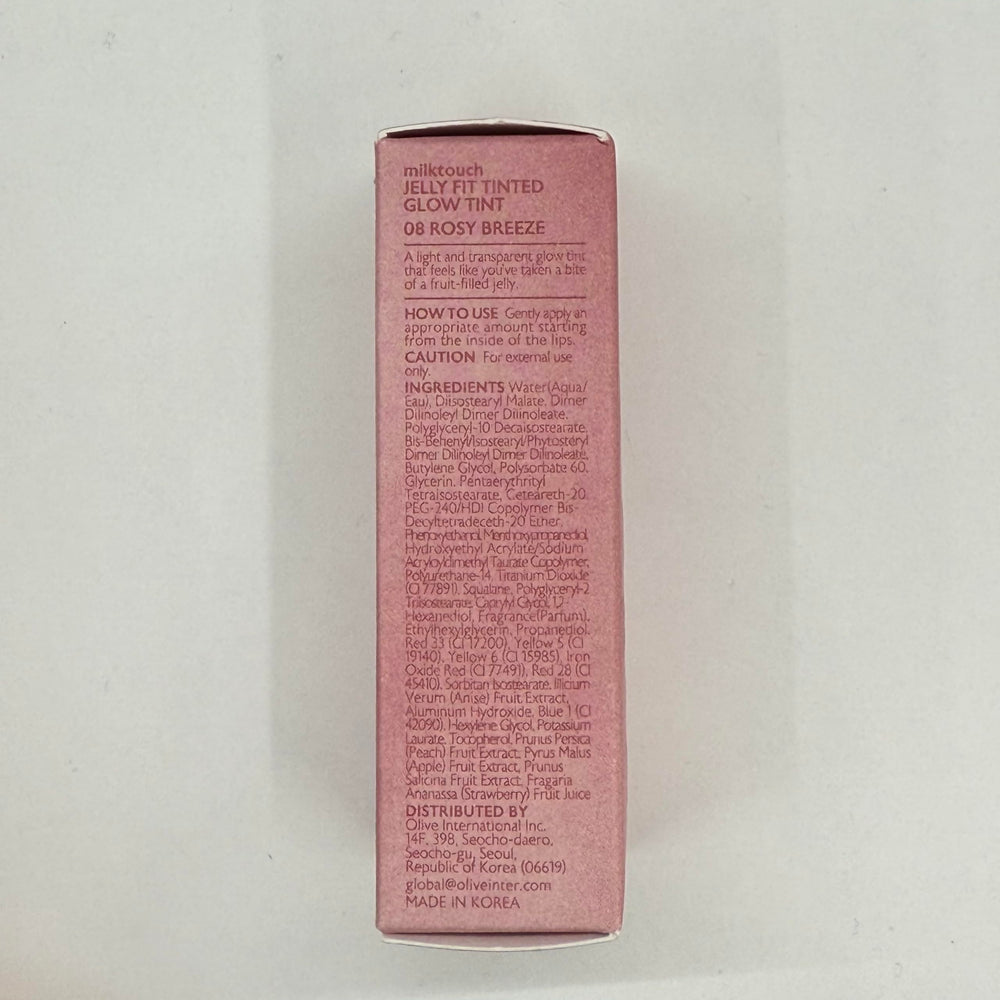 MILKTOUCH Jelly Fit Lip Tint Rosy Breeze gift-packaging ideal for stocking stuffers