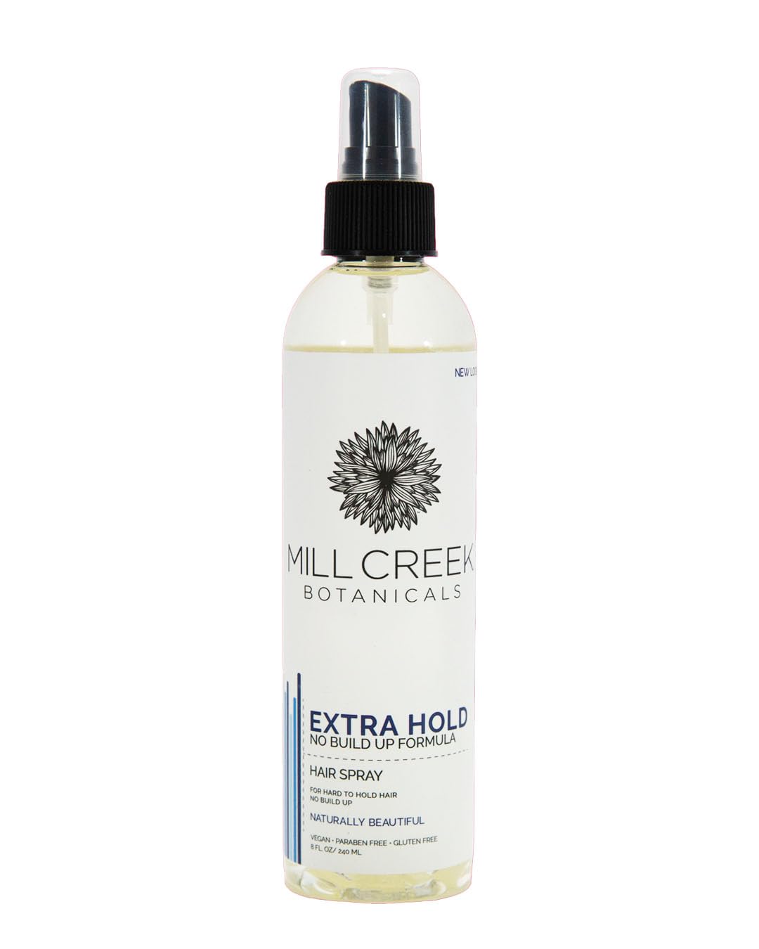Mill Creek Natural Hair Spray Extra Hold bottle for firm control with body and bounce