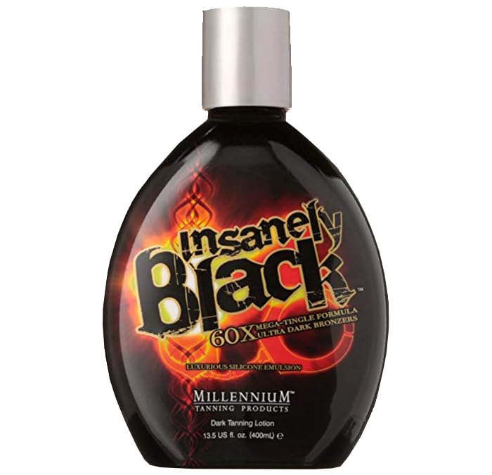Millennium Tanning Insanely Black 60x application on hands scene suggests quick storytelling for at-home tanning.
