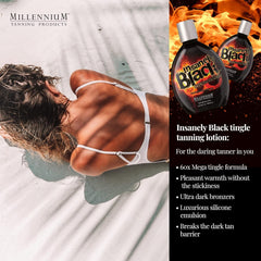 Millennium Tanning Insanely Black 60x lotion texture swatch suggests smooth, even application.