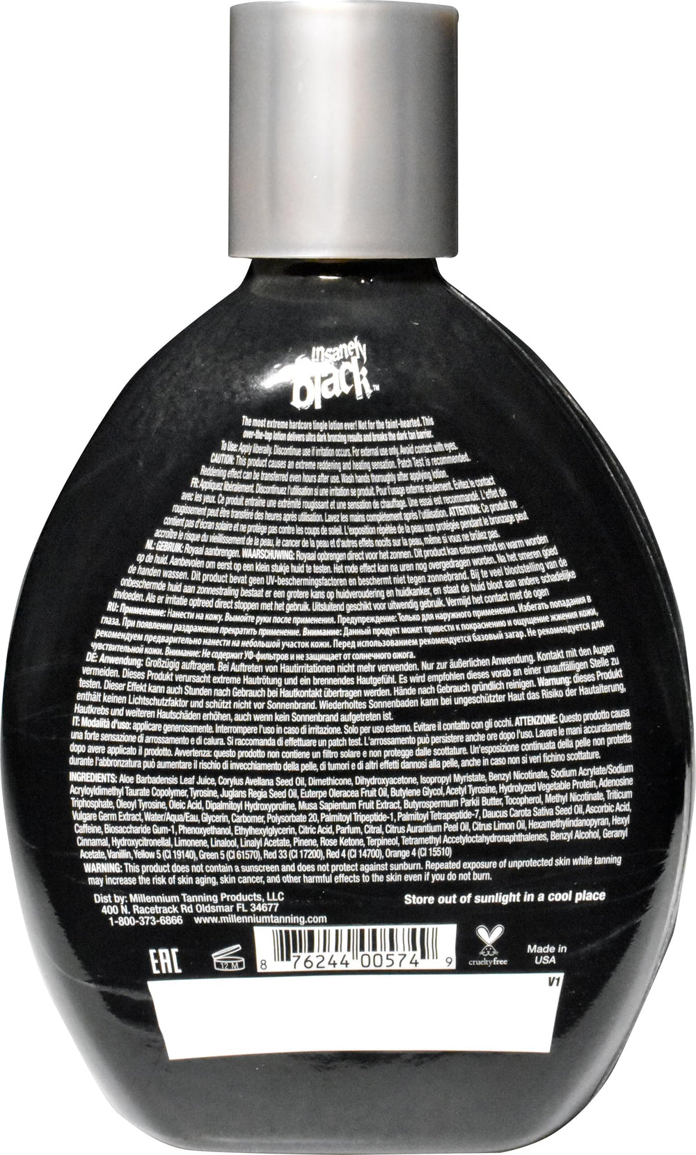 Millennium Tanning Insanely Black 60x pump-top enables easy, controlled lotion delivery.