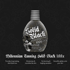 Millennium Tanning Solid Black 100X bottle pour for quick bronzing outdoors.