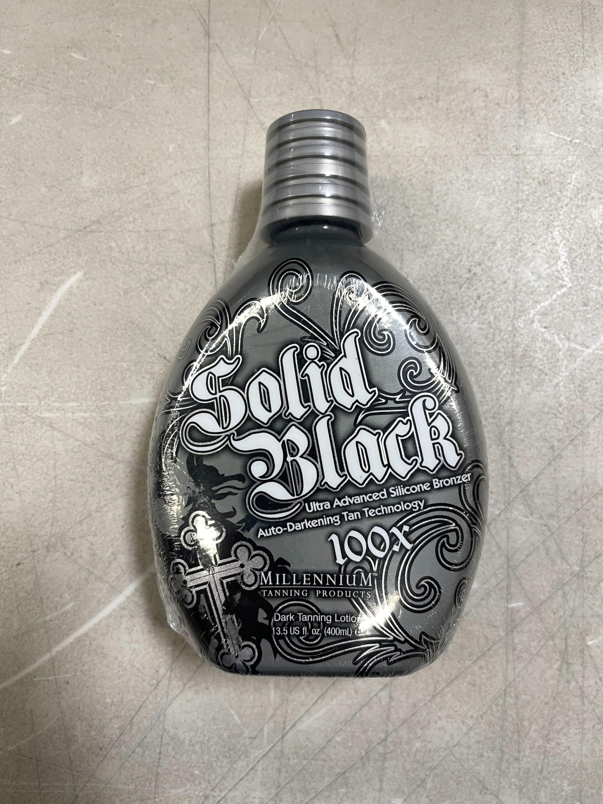 Millennium Tanning Solid Black 100X outdoor tanning under sun exposure.