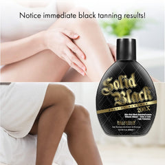 Millennium Tanning Solid Black Special Reserve 200X outdoors scene demonstrating long-lasting bronze