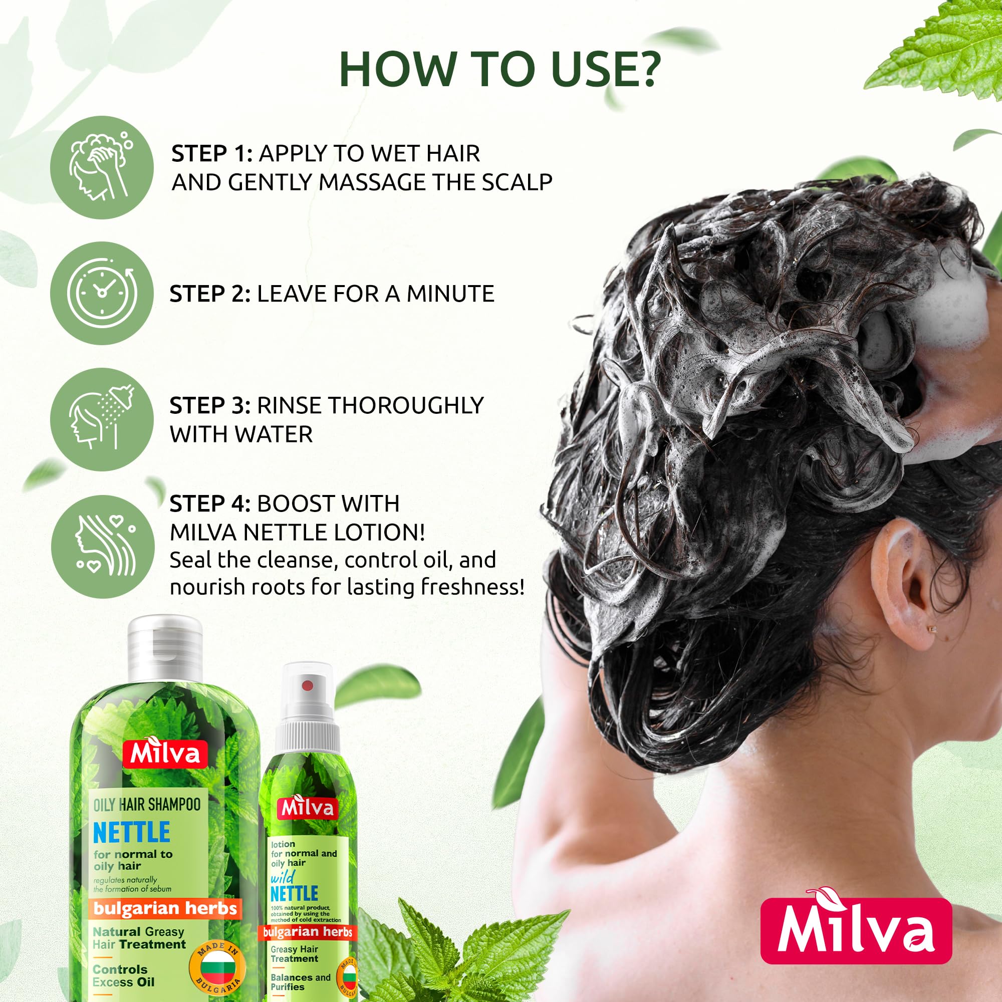 Milva nettle shampoo highlights shine and texture enhancement