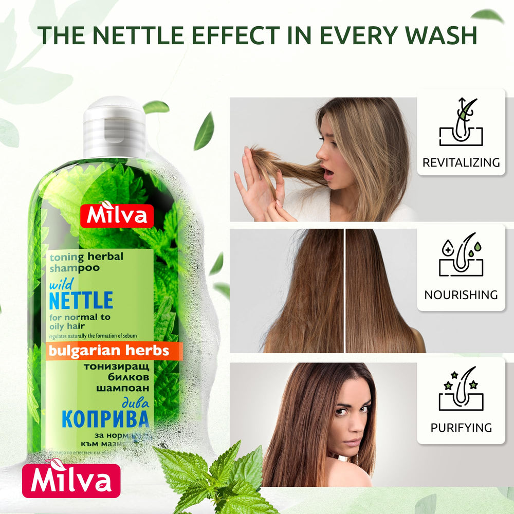 Milva nettle shampoo volume-boost formula for fuller-looking hair