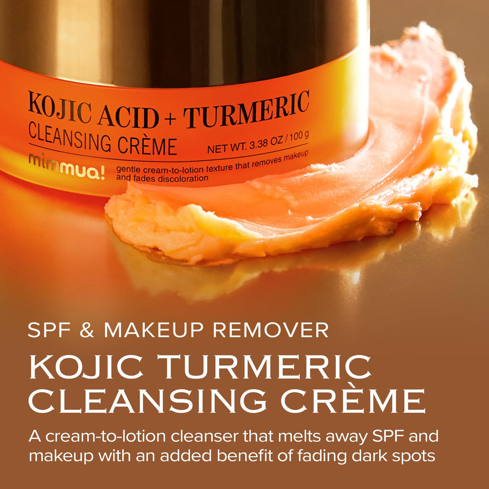 mimmua kojic acid turmeric cleansing creme sorbet texture melts on skin while dissolving sunscreen