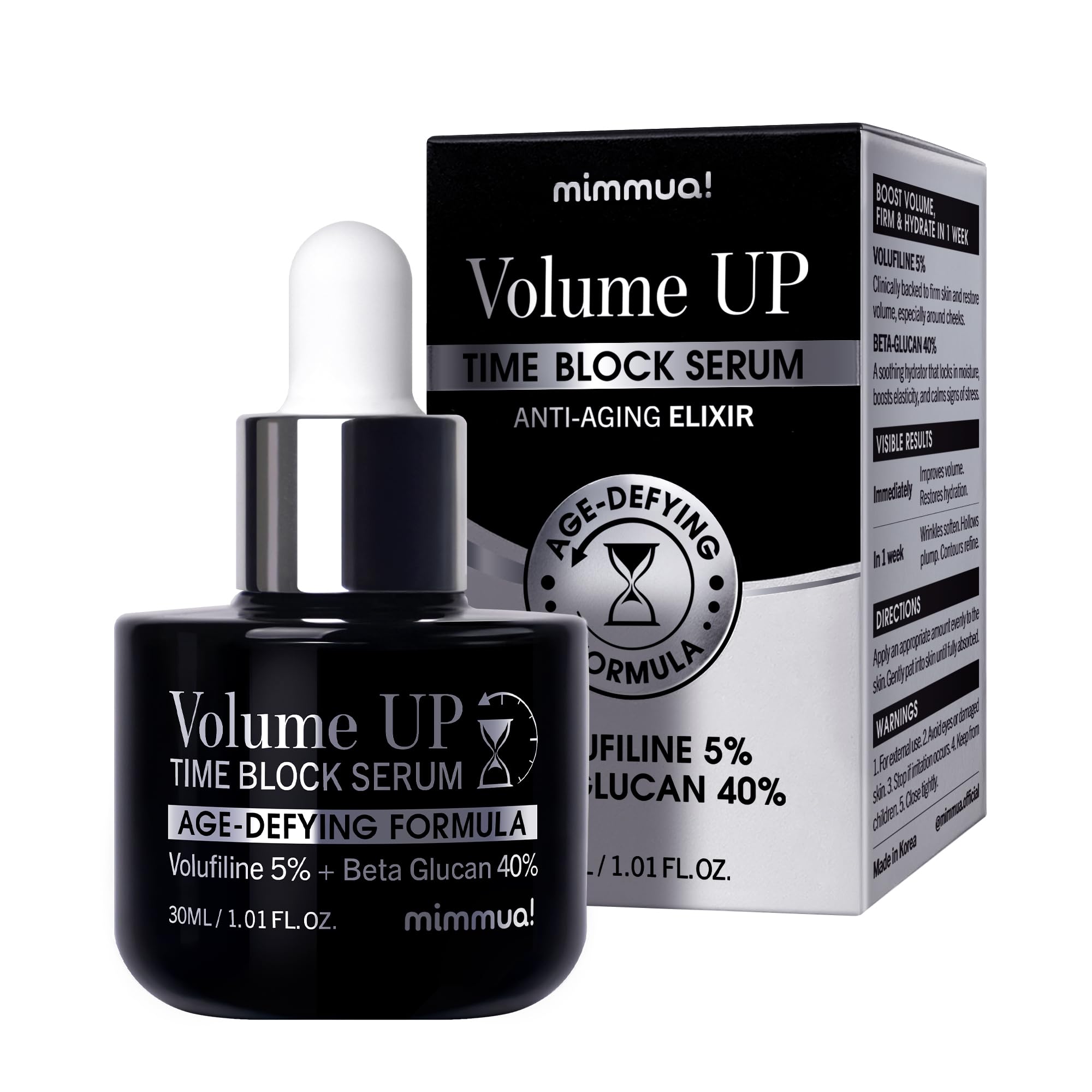 Mimmua Volume UP Time Block Serum bottle with silky, smooth-skin finish.