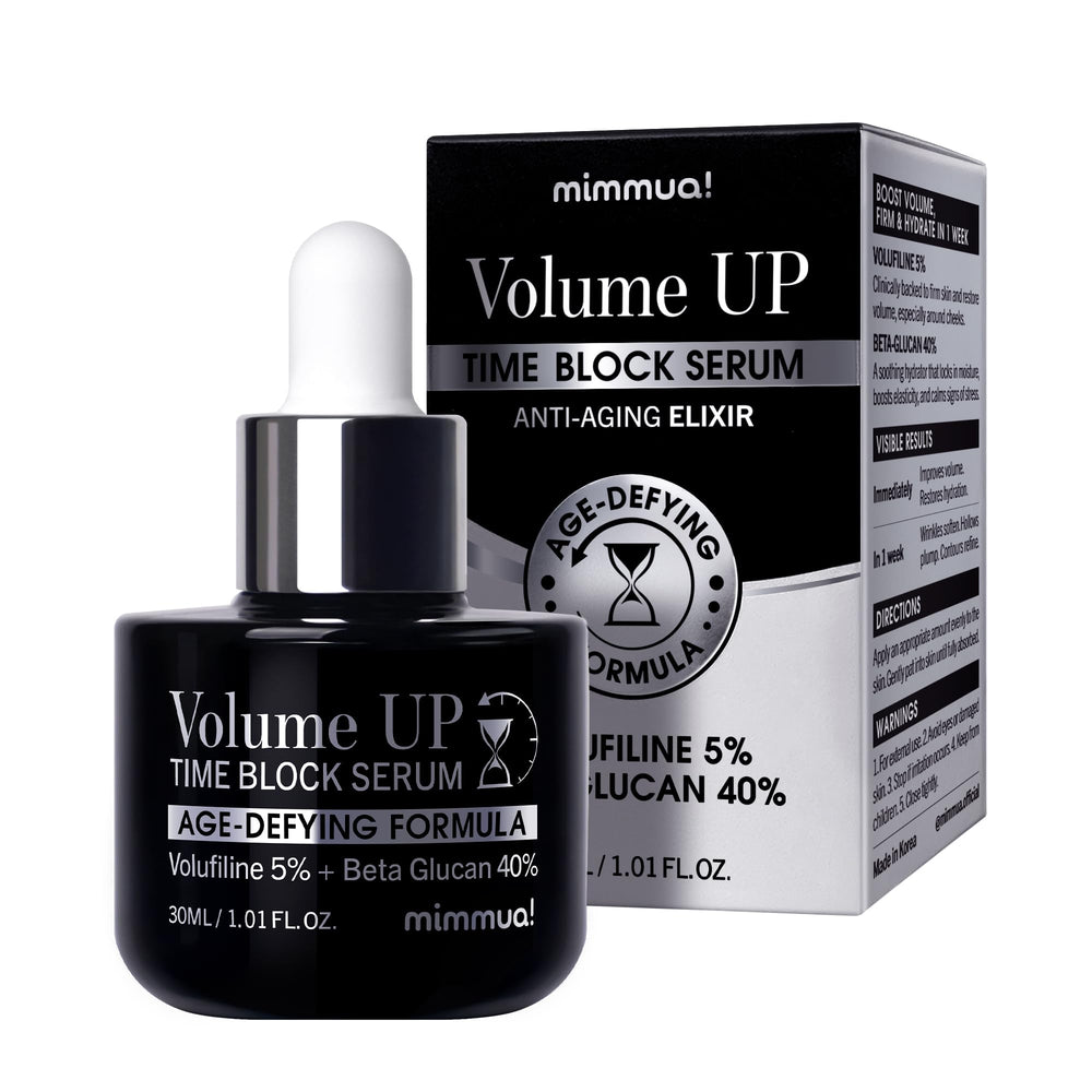 Mimmua Volume UP Time Block Serum bottle with silky, smooth-skin finish.
