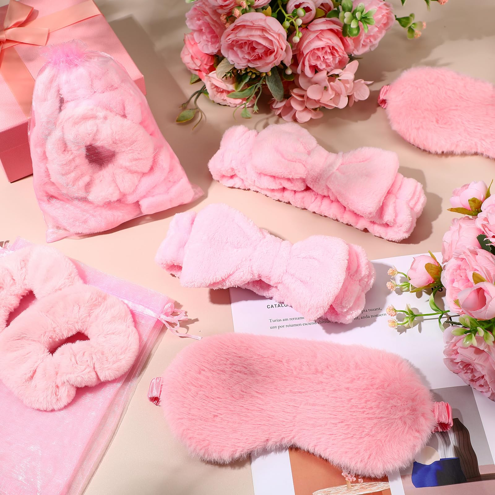 Mimorou velvet scrunchie pink with soft hold and gentle stretch
