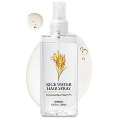 Mimosu rice water hair growth spray bottle demonstrates lightweight nourishment for curls.