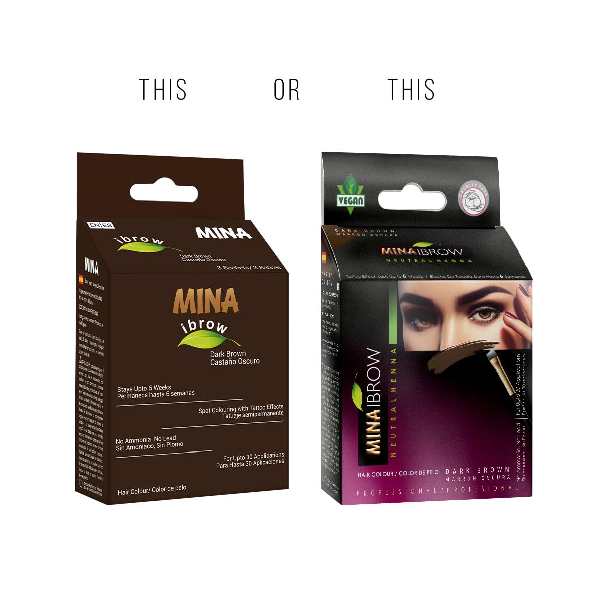 MinaiBrow Dark Brown Tint Kit sealed pouch keeps freshness without harsh chemicals.
