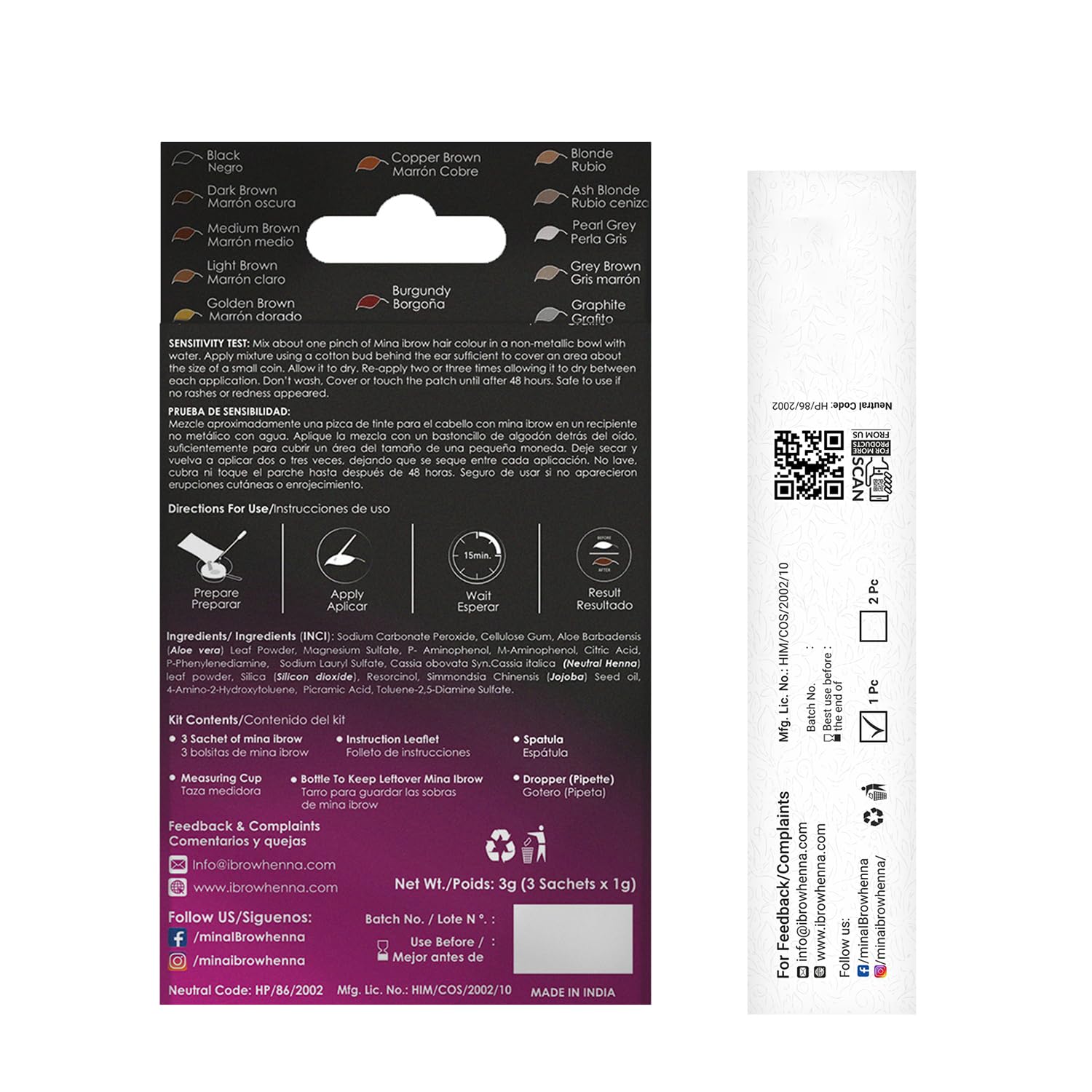 MinaiBrow duo angled brush enables precise brow coloring and shaping.