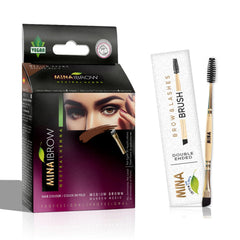 MinaiBrow medium brown brow powder tube for natural tint and long-lasting color.