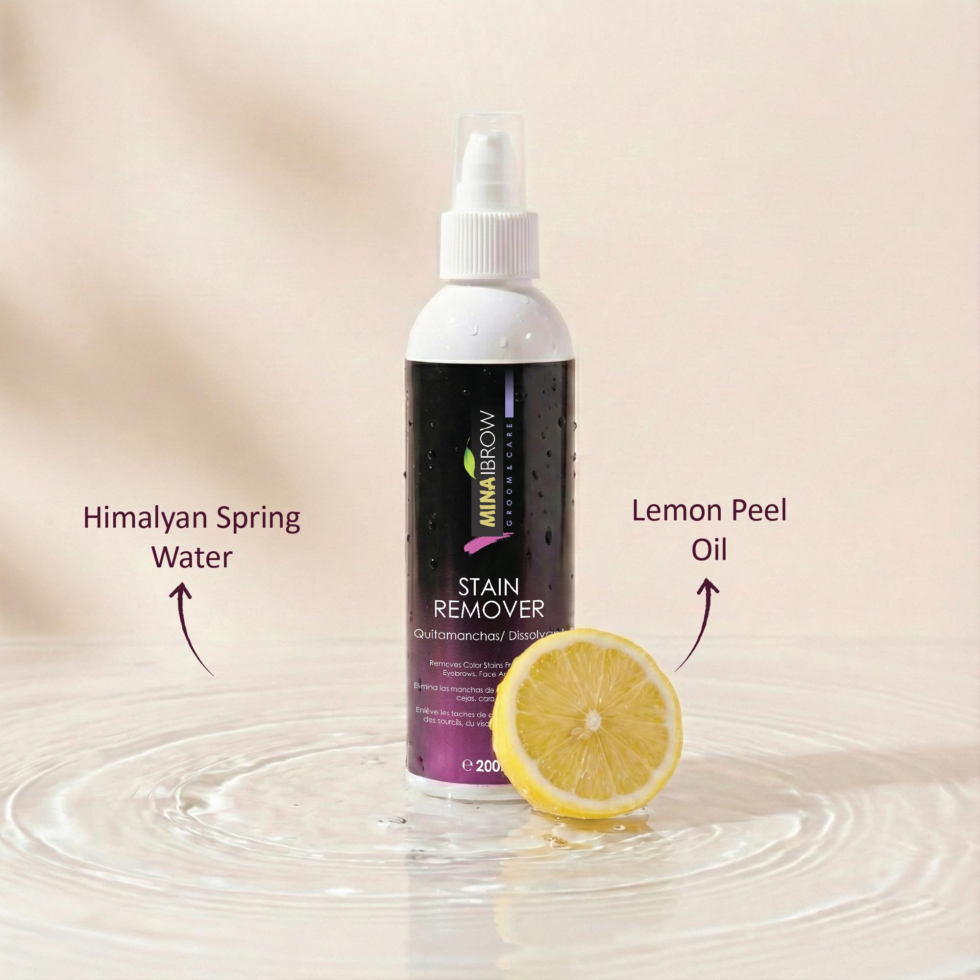 MinaiBrow Mina Henna Tint Stain Remover before-and-after shows brow color refinement potential.