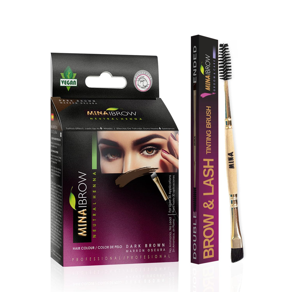 MinaiBrow polvos tintes cejas marrón oscuro para color natural y duradero.