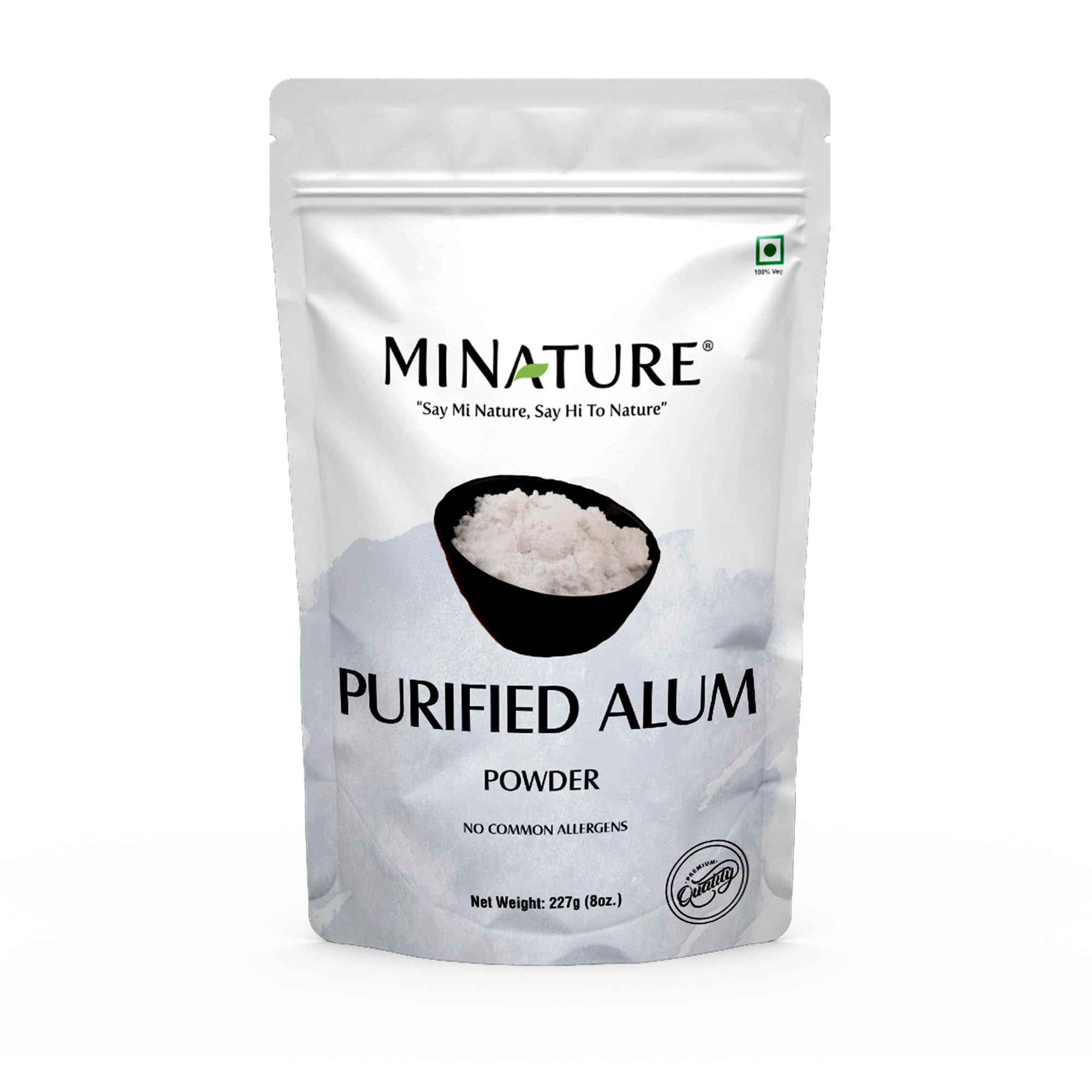 Minature Alum Powder bottle front shows a resealable jar for easy skin care prep.