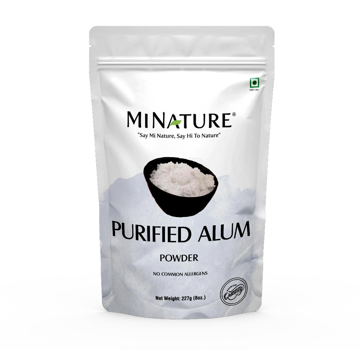 Minature Alum Powder bottle front shows a resealable jar for easy skin care prep.