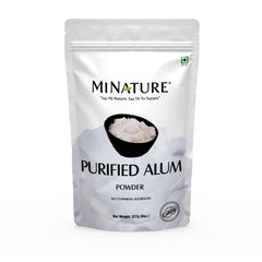 Minature Alum Powder bottle front shows a resealable jar for easy skin care prep.