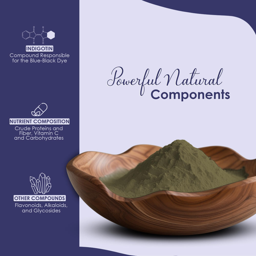 Mi Nature Indigo Leaf Powder spoon ready for precise mixing.