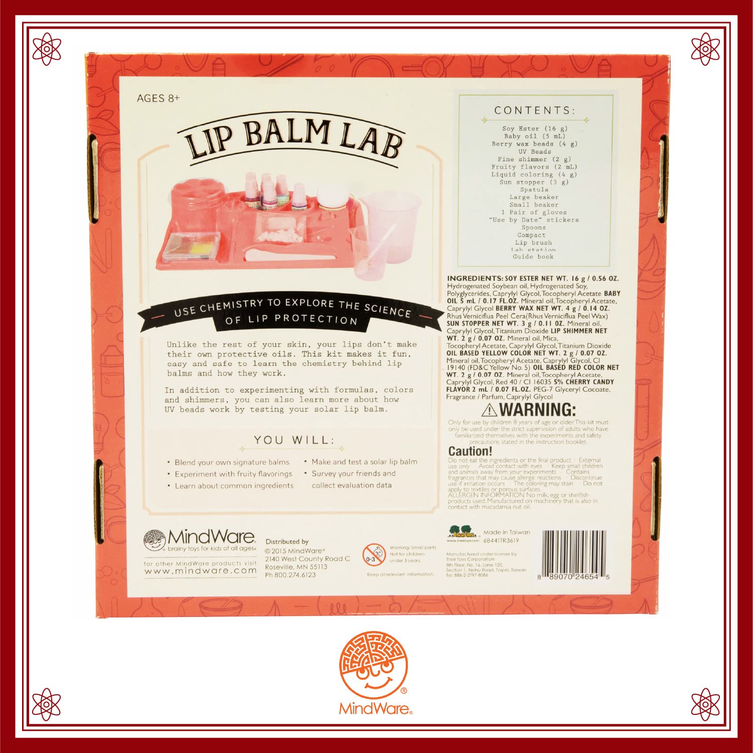 MindWare lab station and gloves support organized, mess-friendly cosmetic chemistry projects